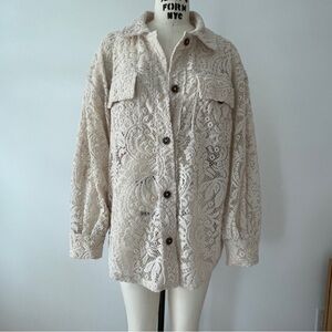 We The Free Cream Lace Shirt Oversized Cozy Style